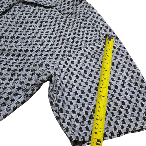 Lucio Romano Short Sleeve Checker Button Down Mens Shirt Size Large Cotton Blend - Picture 5 of 8